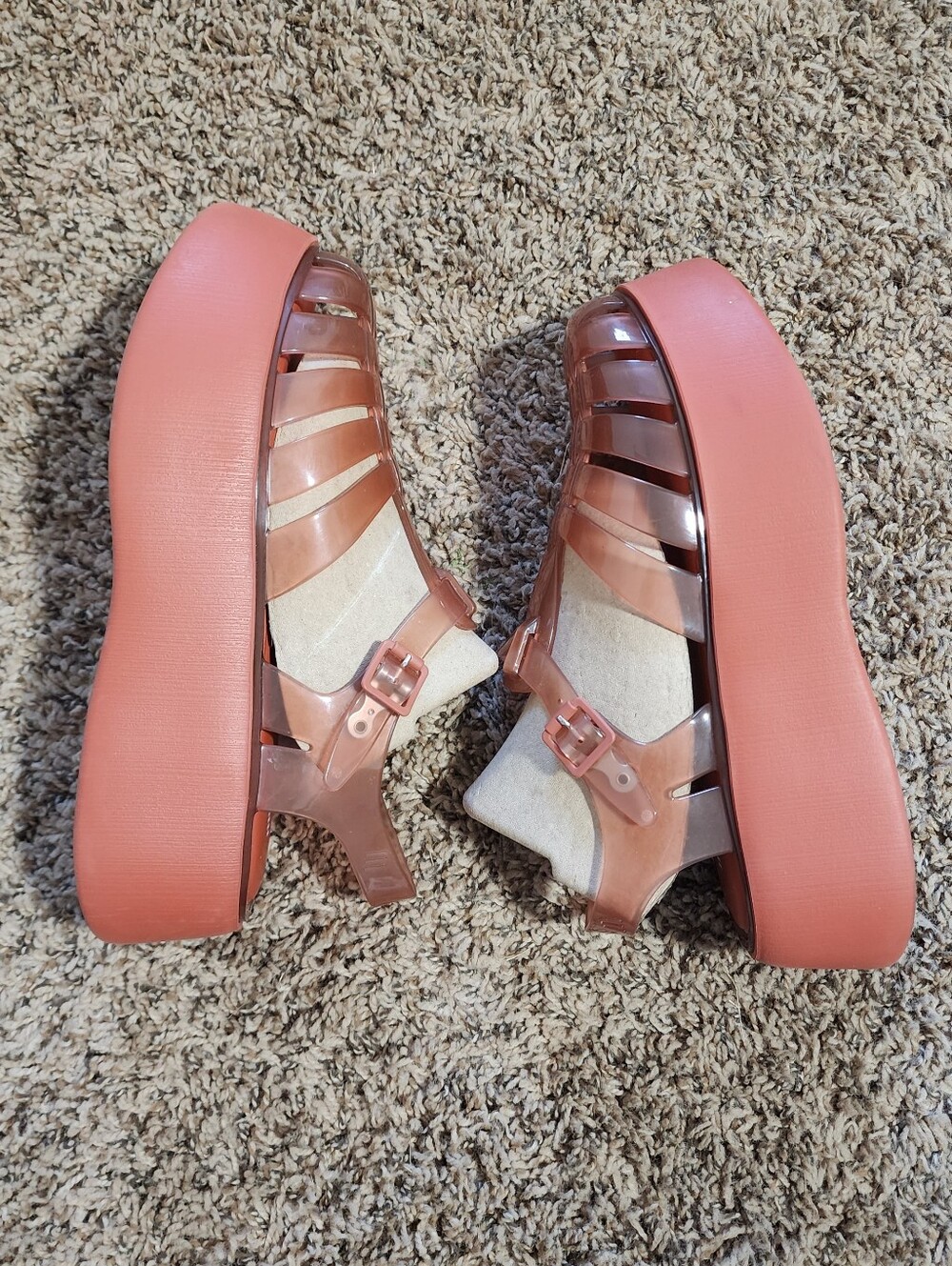 Melissa Possession Platform Terracotta Vegan Jelly Sandals Size 8 Fisherman - Picture 5 of 9